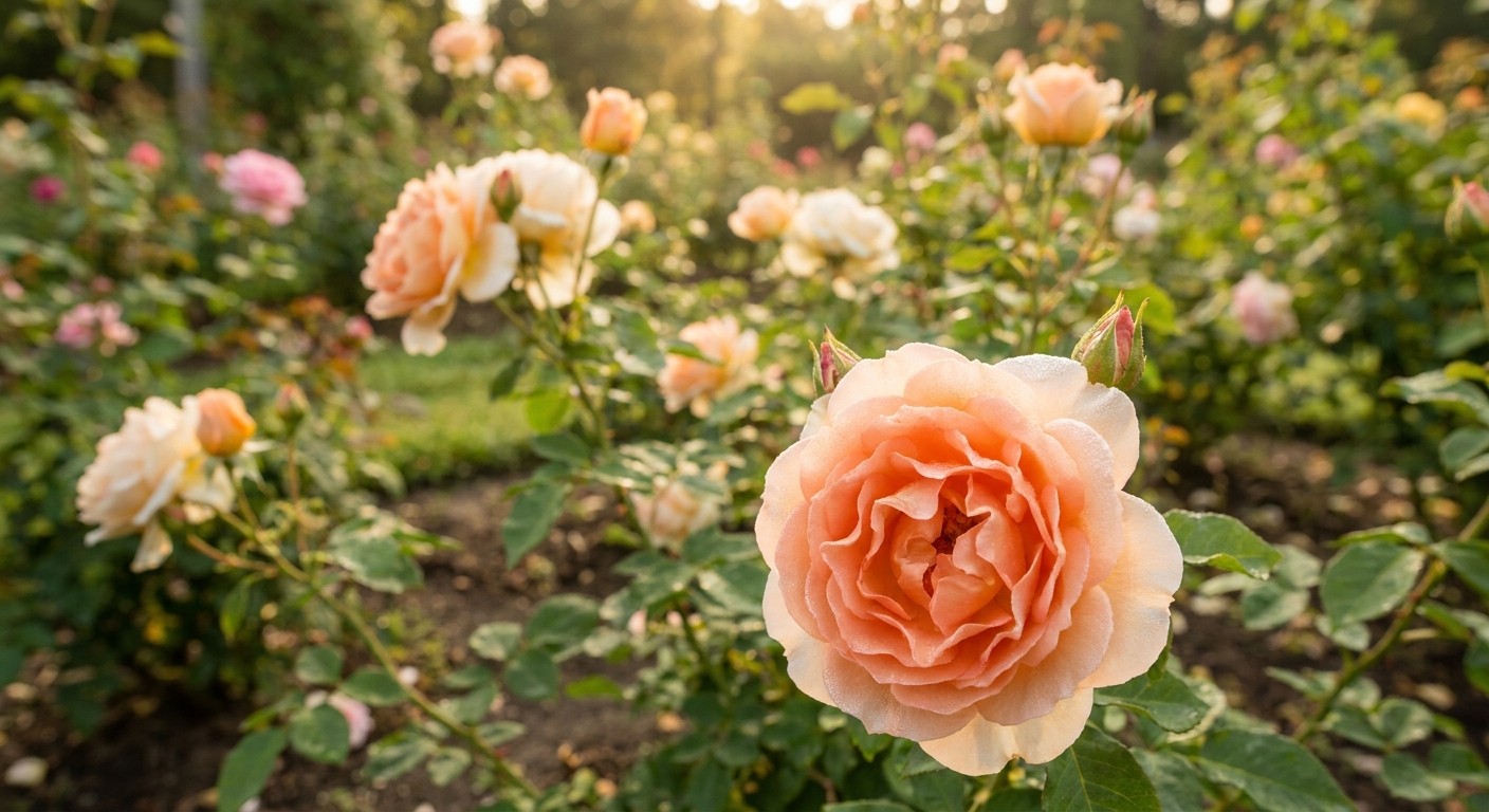Gemini peach multi-colored rose print